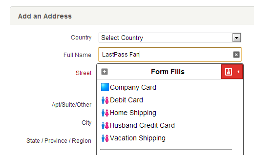 LastPass form fill
